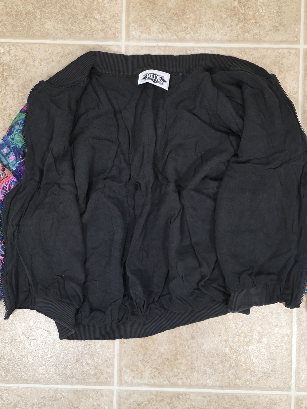 Vintage 90s Colorful Abstract Bomber Jacket Cropped Festival M/L - Picture 5 of 11